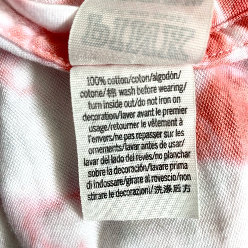 VS PINK TIE DYE OVERSIZED CAMPUS SHORT SLEEVE TEE LOGO PINK/BLK SIZE XS T-SHIRT - Picture 8 of 10